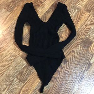 Fashion Nova LongSleeve Stretchy Black Bodysuit